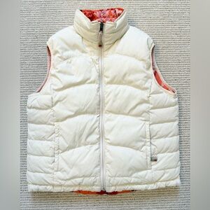 L.L. Bean Cream and Tropical Reversible Goose Down Puffer Vest - Small